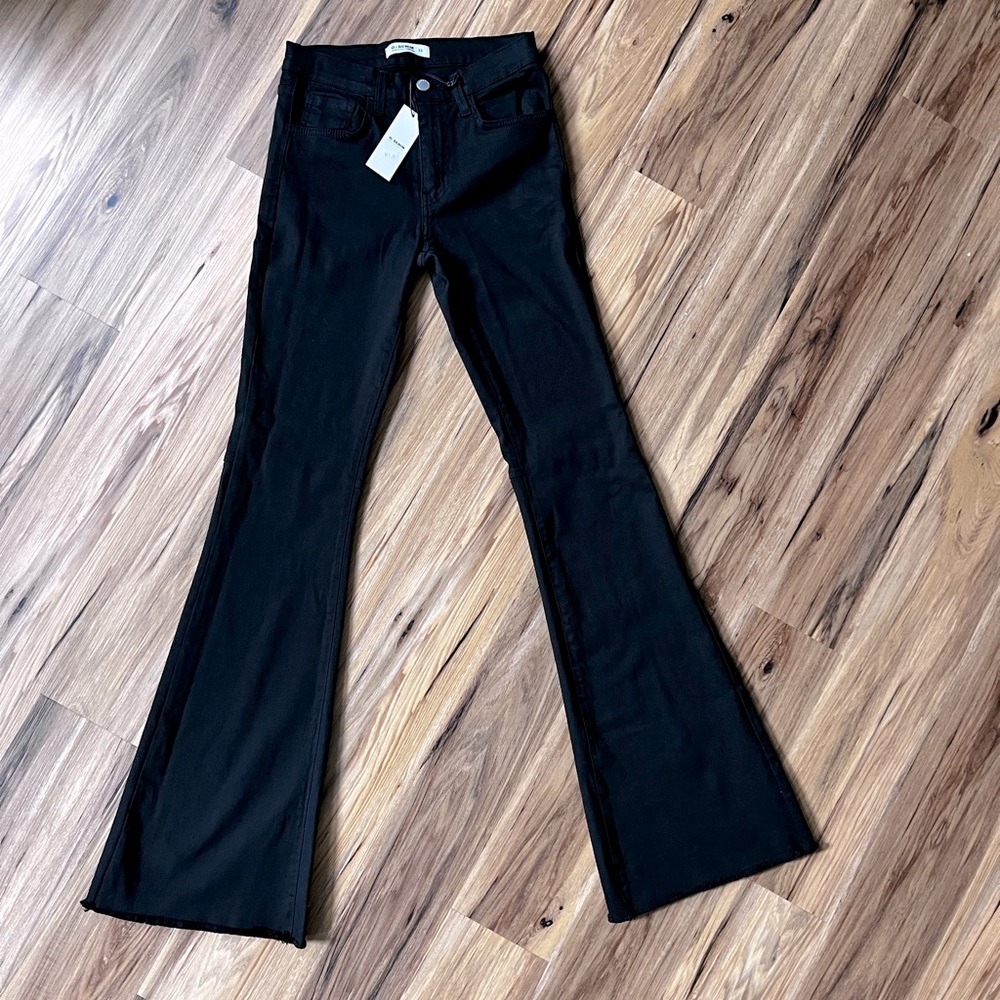 O2 denim black flare jeans NWT